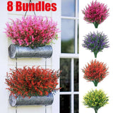8 Bundles Artificial Fake Plants Flower Decor Vine Hanging Outdoor Home Garden Roses