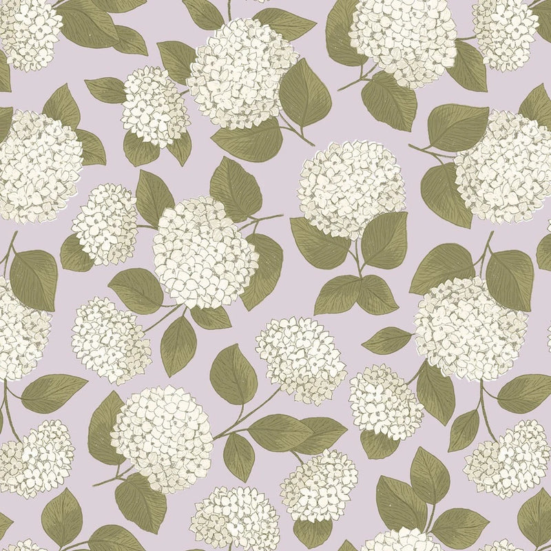 Dawn Melody Floral Hydrangea Toss Y4237-135 Pale Purple BTHY Fabric Clothworks Hydrangea