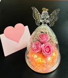 Mothers Day Mom Gift for her, Preserved Real Flower Rose in Large Glass Angel... Roses