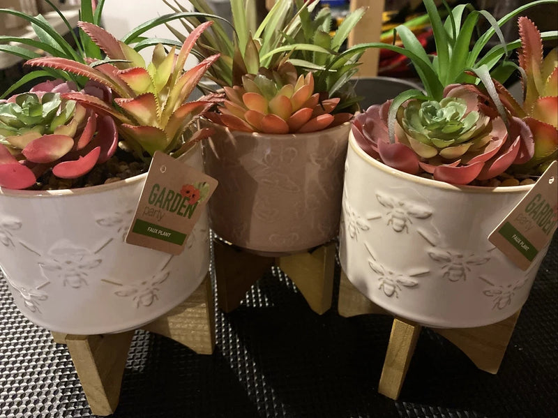 3X Artificial Plants Fake in Pots Mini Faux Grass Home Office Decor US Green Plant
