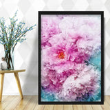 Watercolour Navy Blue & BLUSH PINK Peony Flower Floral Art PRINT Poster Peony