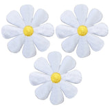 3-Pack Large White Daisy Applique Patch - Embroidered Flower Gardening Badge 2" Daisies
