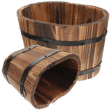2 Wooden Rustic Flower Pots Garden Primitive Planter Garden Plants
