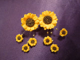 Vintage Handcrafted Sculpted Sunflower Stud Earrings - Kansas State Flower Sunflower