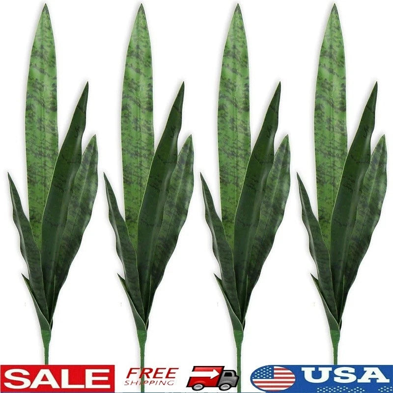 Artificial Snake Plant Lifelike Green Home Decor Durable Faux Plant Pack of 4 US Green Plant