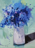Blue Hydrangeas Still Life PRINT Painting by Impressionist Artist Jose Trujillo Hydrangea