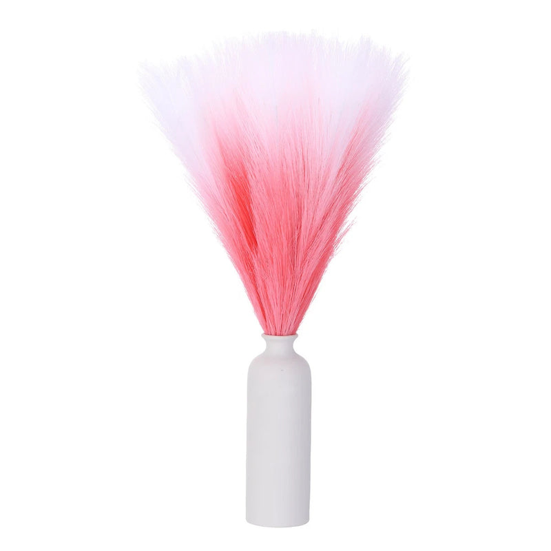6 Pcs Faux Pampas Grass, 18 Inch Fluffy Pampas Grass Decor, Pink Gradient Pampas Grass