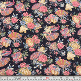 Vintage Angels Peter Pan Fabrics Blue Cotton Fabric by the HALF YARD 18" x 60" Flowering Plants