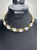 Vintage Trifari TM White Lucite Daisy Flowers Gold Tone Necklace Daisies