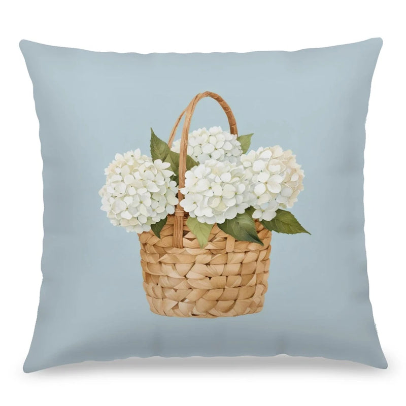 Hydrangea Floral Flower Decorative Pillow Covers Case 18x18 Inch,Blue Hydrang... Hydrangea