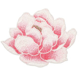 4.3" Peony Flower Embroidered Patch Appliques for Clothes, Light Pink Peony