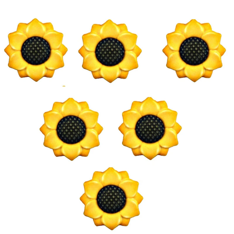 Dimensional 3D Sunflowers (6 pcs) - Buttons Galore - Autumn Fall Sew Craft Scrap Sunflower