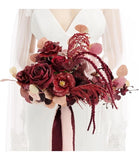 LingÕs Moment Red Burgundy Bridal Bouquet, Masala Wedding Bouquets 11 inch Bouquet