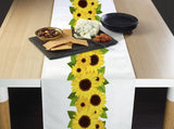 Sunflower Garland Border Table Runners - 12" x 72" or 14" x 108" Sunflower