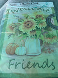 New Joan Beiriger Meadow Creek Sunflower Garden Flag 12.5x18 Welcome Friends Sunflower
