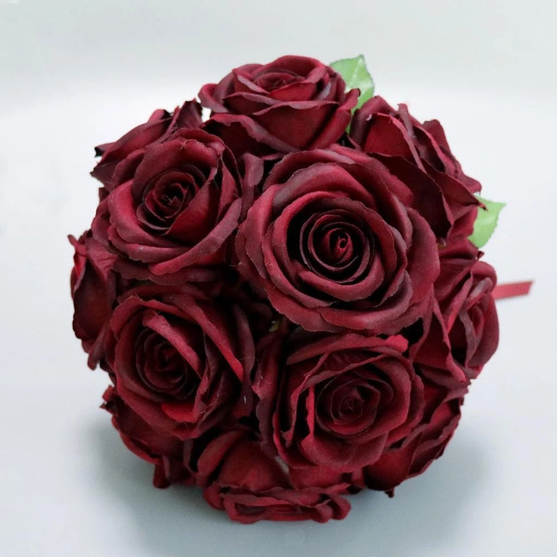 Romantic Silk Bridal Rose Wedding Bouquet Bride/Bridesmaid Hand Flowers Bouquet