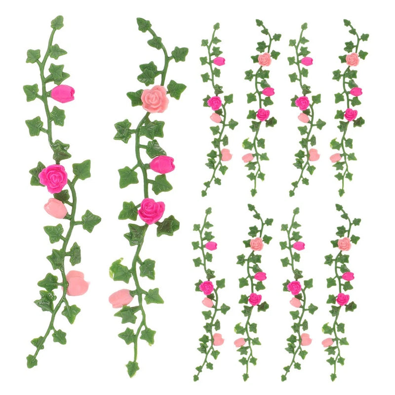 10 PCS Miniature Plants for Dollhouse Fairy Garden Vines Artificial Green Plant