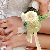 Artificial Flower Wrist Corsage Hand Flowers for Anniversary Bridal Shower Bouquet