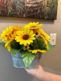 Bundle of 2 Artificial Sunflower Arrangement & Centerpiece in Metal Pot Sunflower