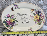 Vintage Lily Creek Large Platter Flowers Feed The Soul 18x13" Lily