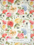 Floral Fabric Flowers Rose Hydrangea Kaufman/AUM Flower Market D#74081 Yard Hydrangea