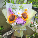 Crochet Flower Bouquet Ð Handmade Knitted Sunflower Tulips Rose Lavender Croc... Sunflower