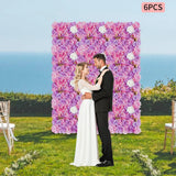 6X Artificial Flower Walls Silk Rose Hydrangea Floral Panels for Wedding 15*15in Hydrangea