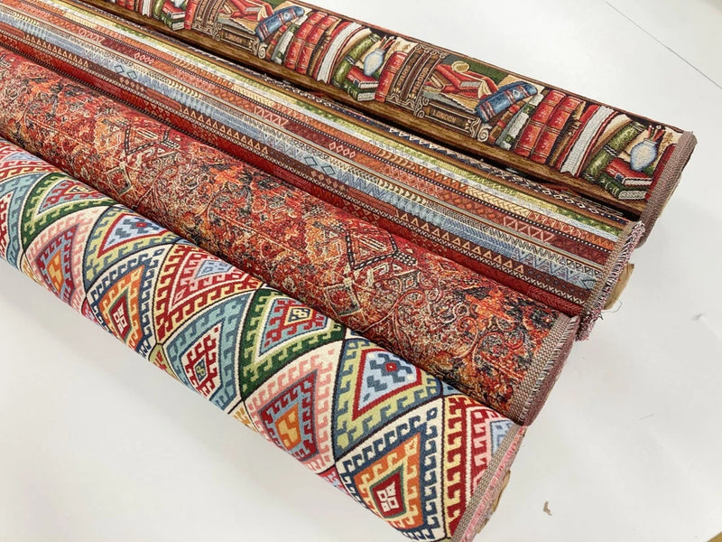 Heavy Tapestry  Fabric Multicoloured Curtain Upholstery Material Flowering Plants