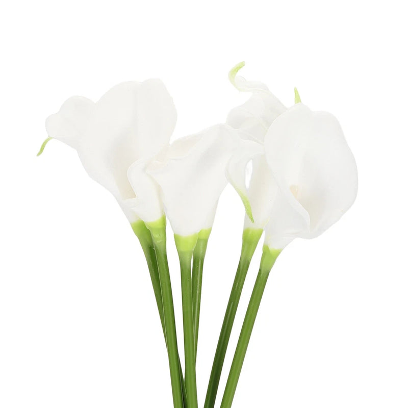 6 Pcs 13 Inch Artificial Calla Lily Fake Flowers Real Touch, White Lily