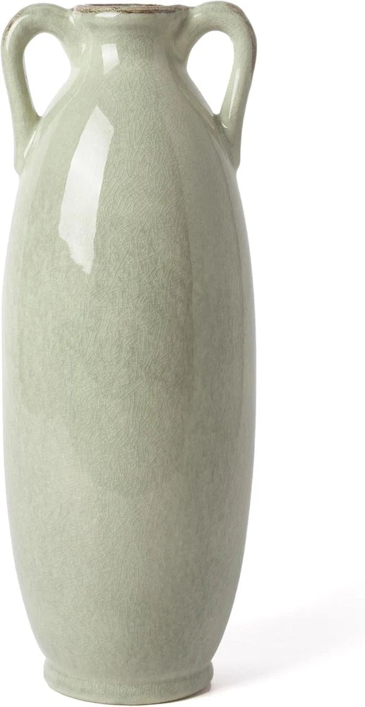 Green Floor Vase for Pampas Grass, 11'' Tall Vase for Decor, Ceramic Farmhouse Pampas Grass