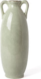 Green Floor Vase for Pampas Grass, 11'' Tall Vase for Decor, Ceramic Farmhouse Pampas Grass