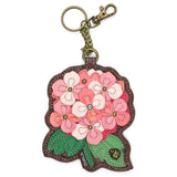 NEW CHALA BROWN PINK HYDRANGEA FLOWER KEY FOB COIN PURSE KEYCHAIN ZIPPERED Hydrangea