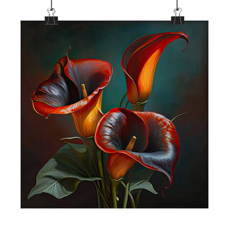 Red Calla Lilies Flower Art Print, Red Flower Painting, Flower DŽcor 10 Lily