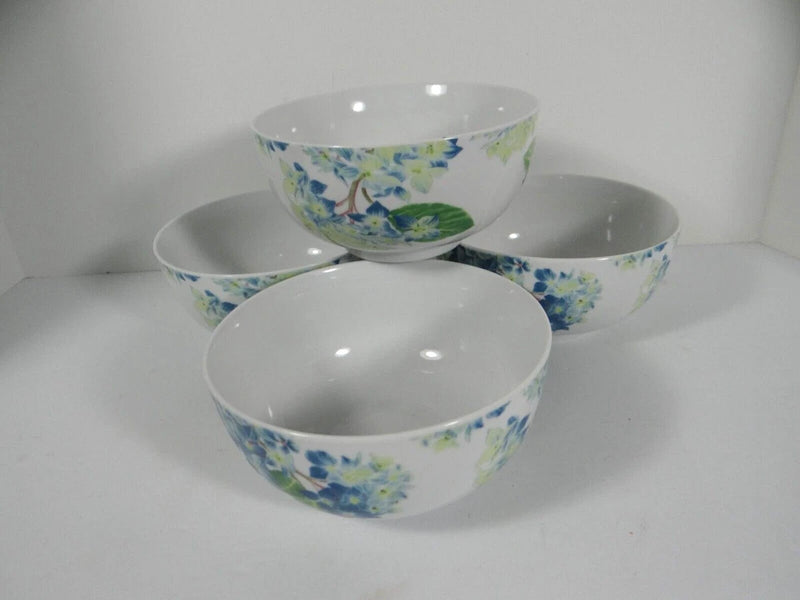 Royal Worcester RW Essentials Blue Hydrangea Soup Cereal Chili Bowls Set of 4 Hydrangea
