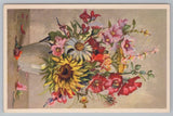 Postcard Summer Flowers Vase Sunflowers Daisies UNP Divided Back Sunflower