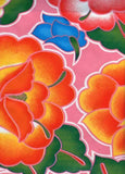 Oilcloth Fabric Exotic Floral Tehuana Pink Pattern Sold in Yard or Bolt Flowering Plants