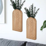 2 Pack Empty Wooden Wall Vase Set: Modern Farmhouse & Boho Decor for Pampas G... Pampas Grass