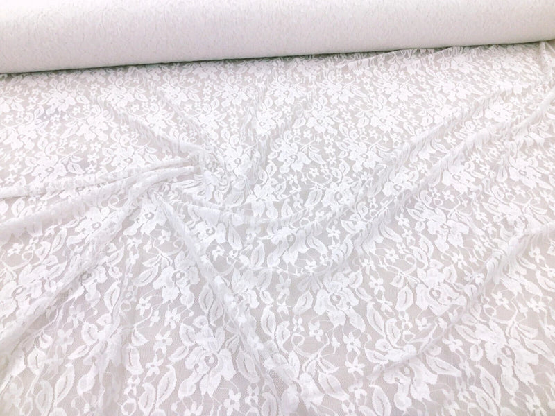 Stretch Lace Apparel Fabric Sheer Off White Floral PP51 Flowering Plants