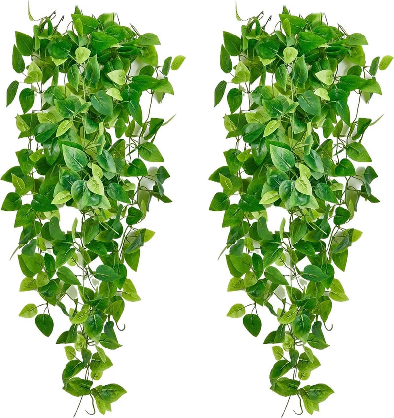 Fake hanging plant vines 2pcs artificial ivy garlands indoor outdoor decor Green Plant