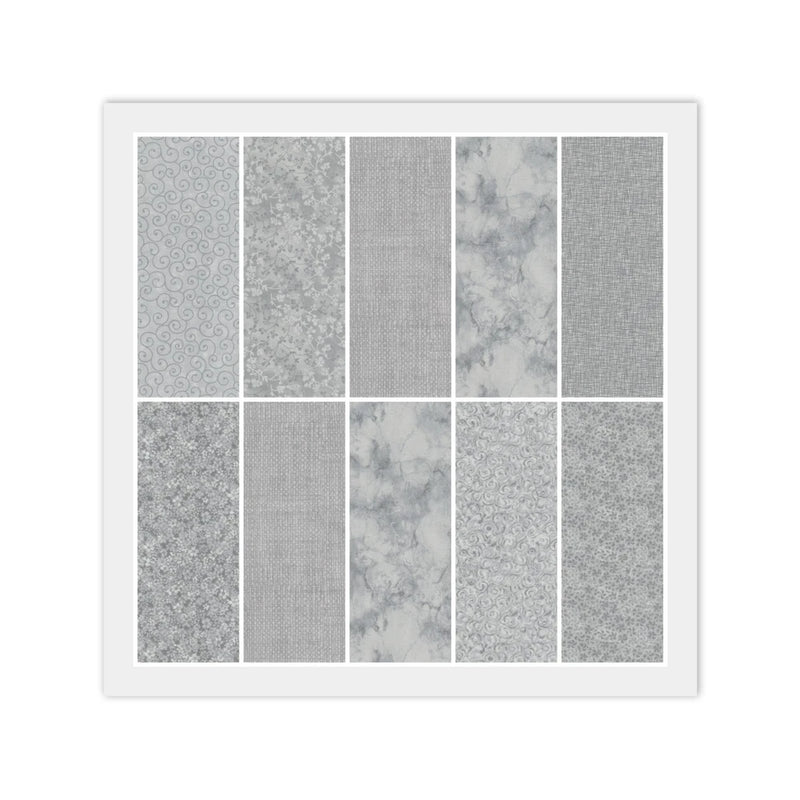 GRAY Jelly Roll: 20) 2 1/2" Strips, 100% Quilting Cotton Fabric, Dups Flowering Plants