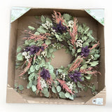 Garden Style Handcrafted Botanical Floral Dried Wreath Wall Decor Pink Purple Dried Flower