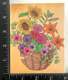 Hero Arts Super Flower Basket Sunflower Lily Garden Planter S1007 Rubber Stamp Sunflower