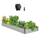 VEVOR Metal Raised Garden Bed Galvalume Planter Box 12x4x1 ft Galvanized Color Garden Plants