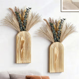 Wooden Wall Vase Set of 2 with Dried Pampas Grass & Eucalyptus Ð Boho Farm Pampas Grass