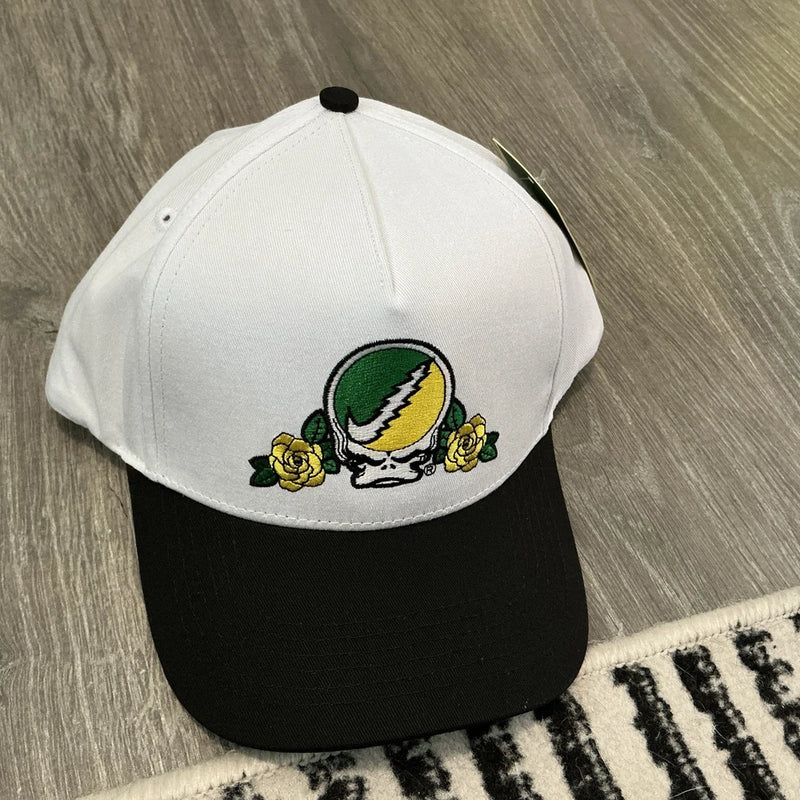 Nike Oregon Ducks X Grateful Dead Roses Snapback  Hat White/Black NWT Roses
