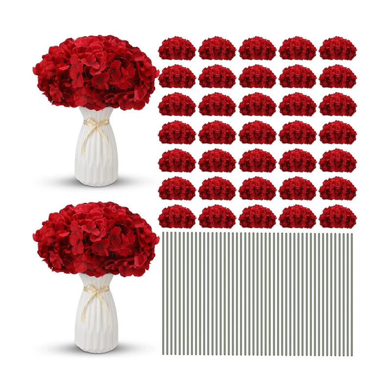 Unittype 200 Pieces Silk Hydrangea Artificial Flowers Heads with Stems Full H... Hydrangea