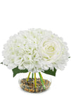 Artificial Hydrangea Flowers with Vase White Fake Flowers with Rose Faux... Hydrangea
