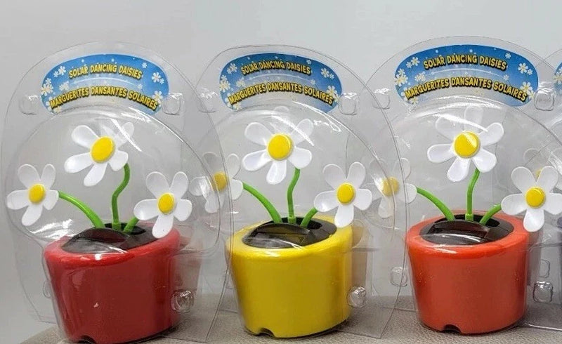 3 Solar DANCING Triple DAISIES Flower SUN or LIGHT Powered Daisy BOBBLE HEAD TOY Daisies