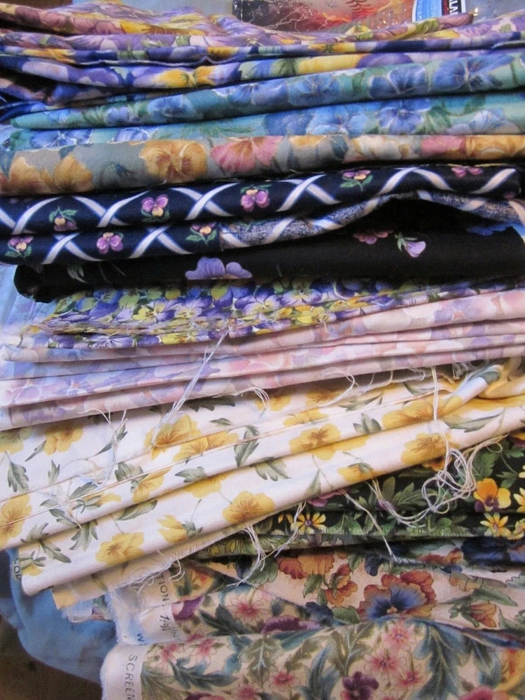 PANSY flowers VIOLETS garden colorful Cotton FABRIC U-Pick 1/2 yd BTHY Flowering Plants