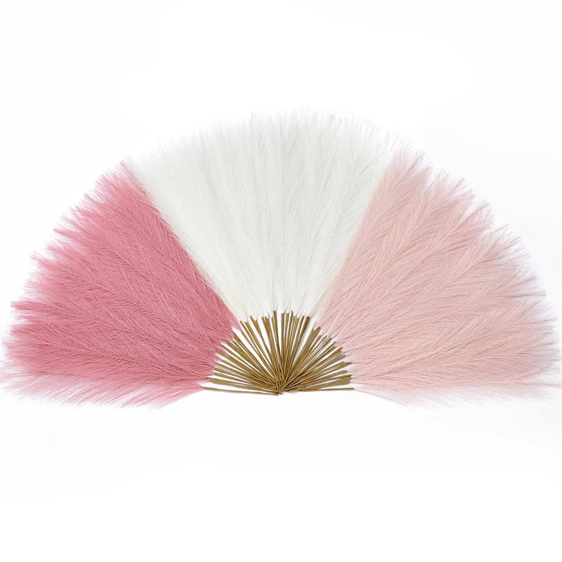 60 Pcs Pampas Grass, 17.7" Pink Pampas Grass Decor, Faux Pampas Grass Home De... Pampas Grass